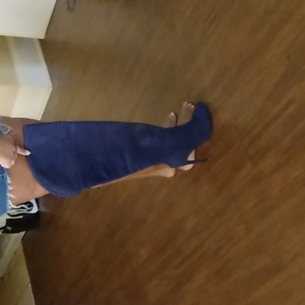 New women net blue suede thigh boots<Quick Sale Expires 4/15/22>